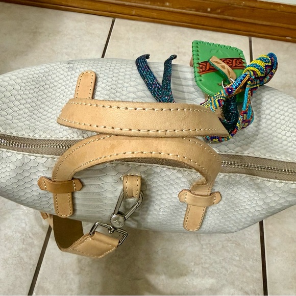 Consuela Thunderbird Sling Bucket Bag Snake Print Leather Cream Pink Vibrant - Picture 5 of 10